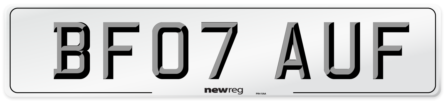 BF07 AUF Number Plate from New Reg